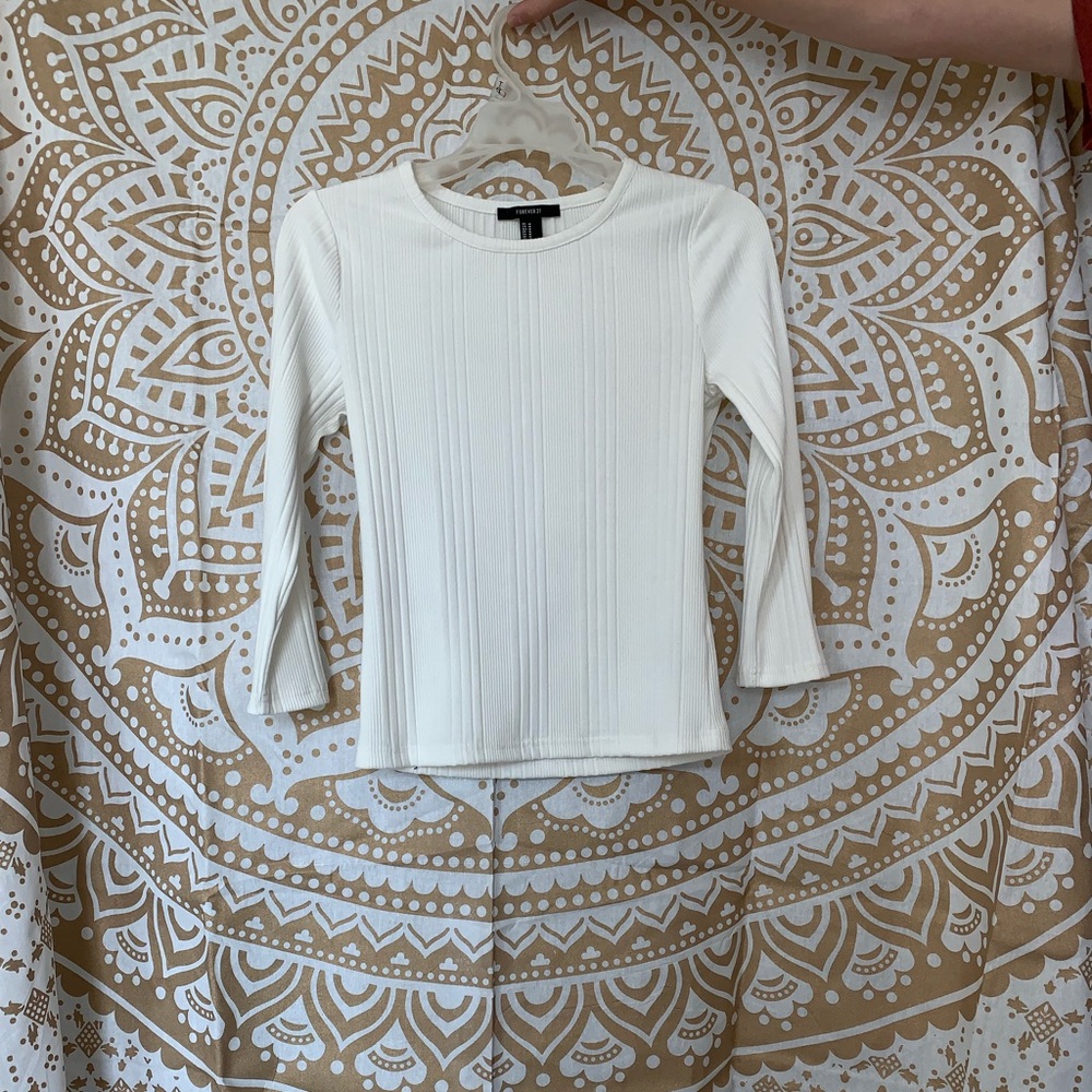 FOREVER 21 ribbed white long sleeve shirt